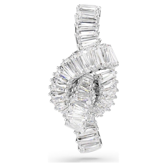 Swarovski Matrix tack pin Baguette cut Knot White Rhodium plated